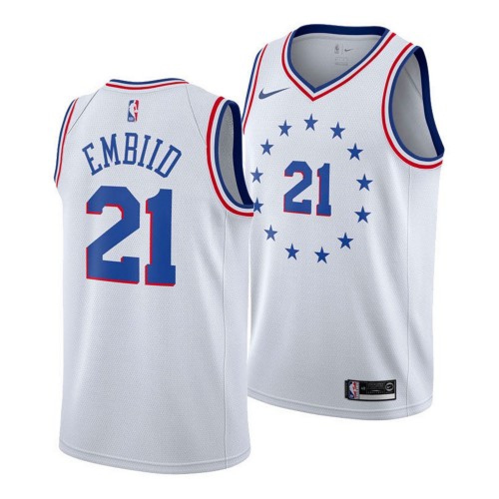 Men's Philadelphia 76ers Joel Embiid #21 White Swingman Jersey - City Edition-Pro Kit Vault | Brand New 26/27 Sports Jerseys